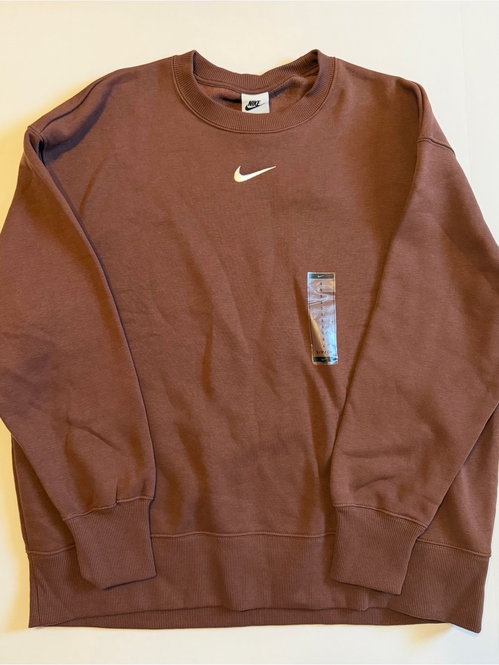 Nike Brown Crewneck Sweatshirt with White Swoosh